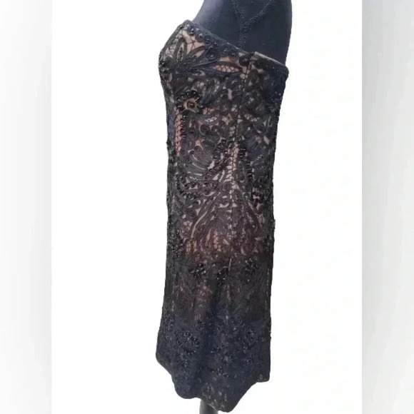 Sue Wong - Women's S0300 Strapless Ribbon Appliqued Sheath Mini Dress Size 6 - Picture 5 of 5